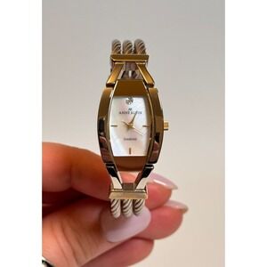 Anne Klein Diamond Mother of Pearl Womens Watch Gold Tone Cable Bracelet